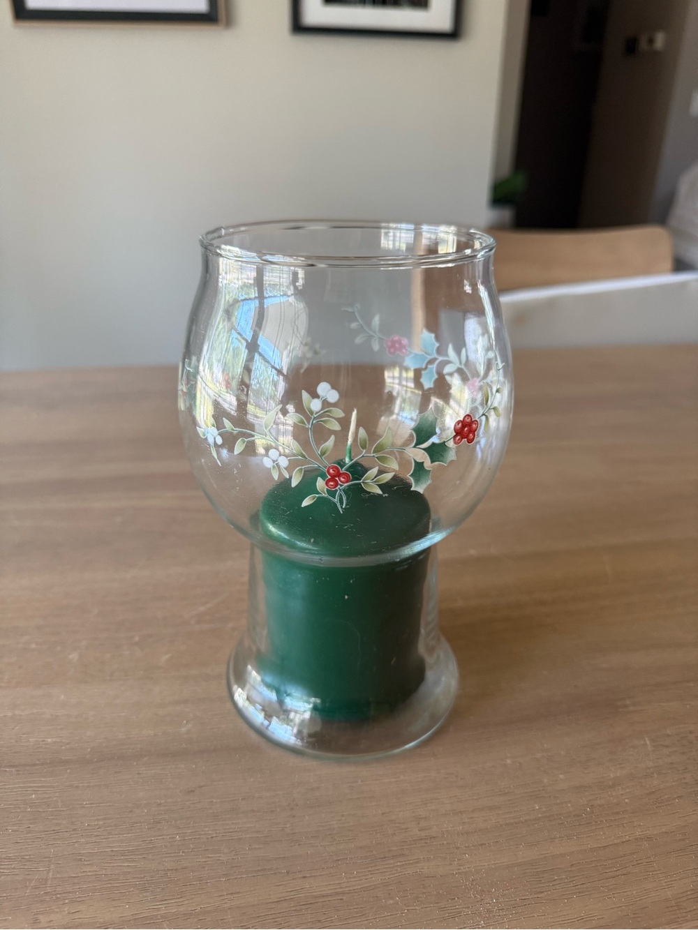 Vintage Pfaltzgraff Clear Winterberry Glass Pillar Float Candle Holder